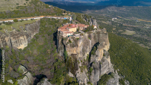 Meteora is a rocky region with monasteries near the town of Kalambaka in Greece.