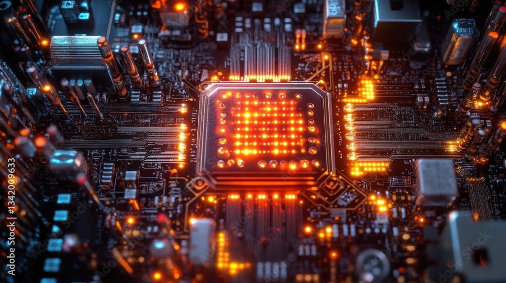 Obraz premium Artificial Intelligence Quantum Processor Transmitting