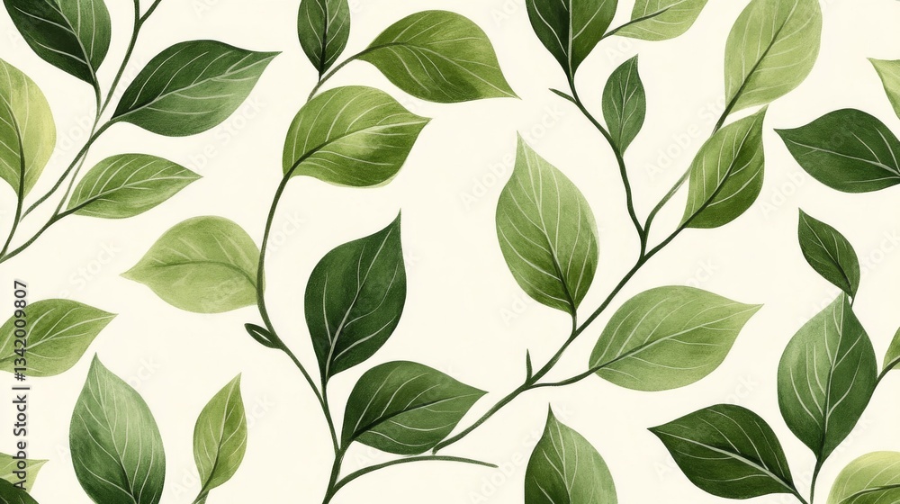 Watercolor Green Leaves Seamless Pattern Watercolor Green Leaves Seamless Pattern