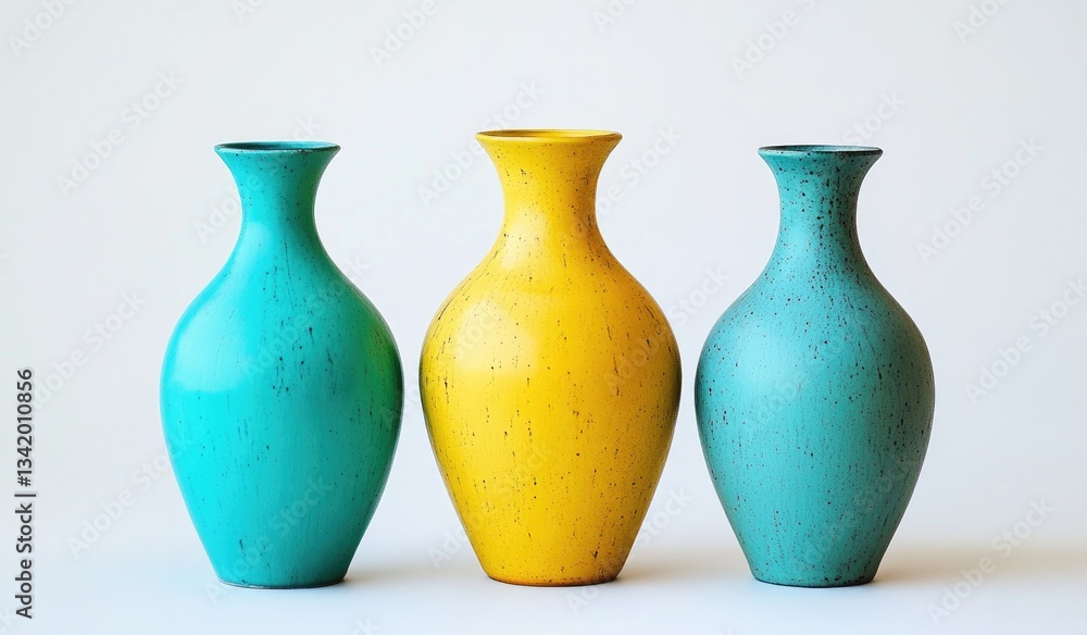 Three colorful vases on a white background Three colorful vases on a white background