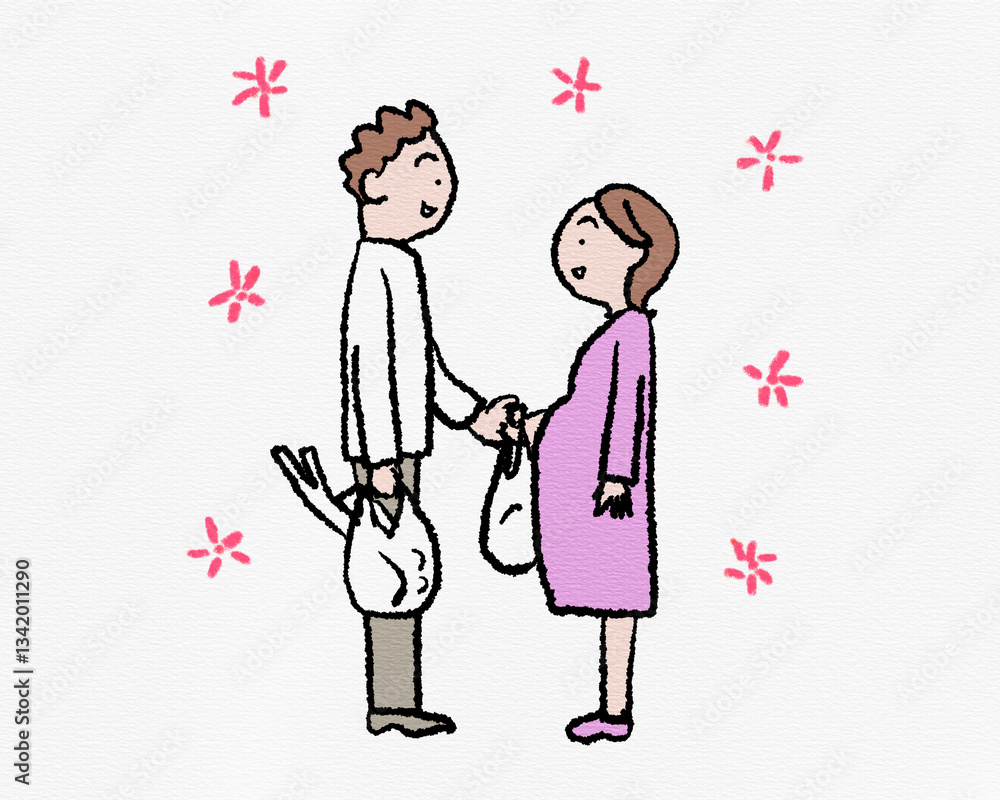 妊婦をいたわる男性 妊婦をいたわる男性