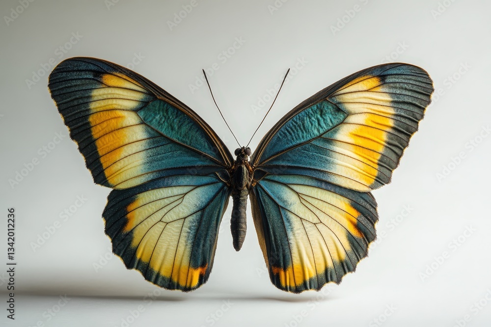 Fototapeta premium A beautiful butterfly with colorful patterned wings spread wide open