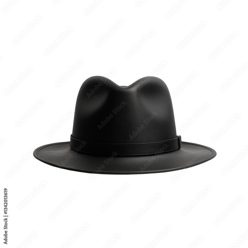 Classic black hat with wide brim and creased crown for stylish and elegant fashion statement Classic black hat with wide brim and creased crown for stylish and elegant fashion statement
