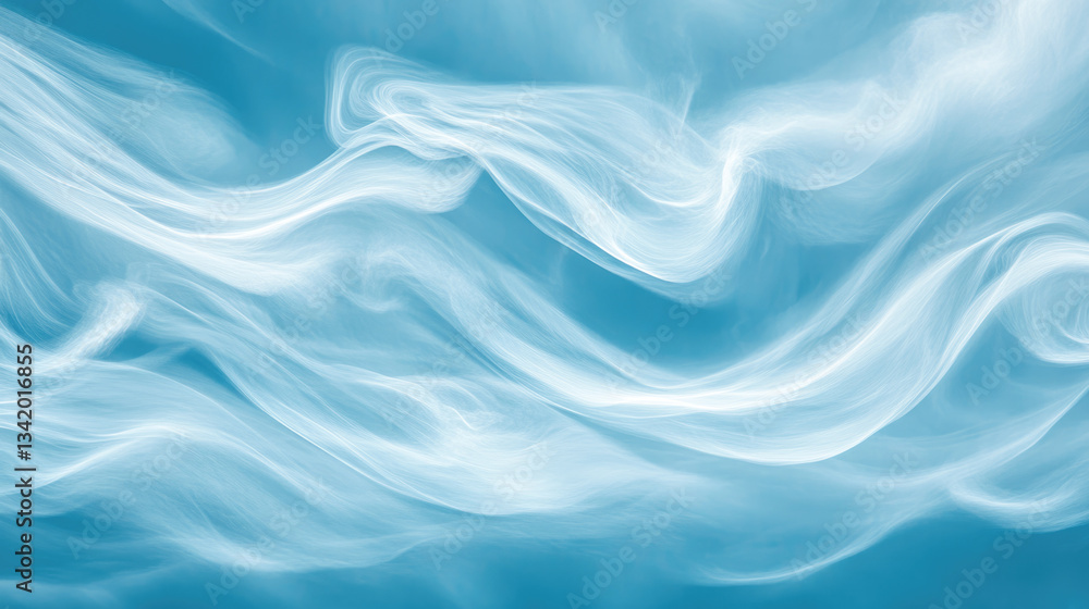 Abstract blue swirling pattern with soft white smoke-like wisps Abstract blue swirling pattern with soft white smoke-like wisps