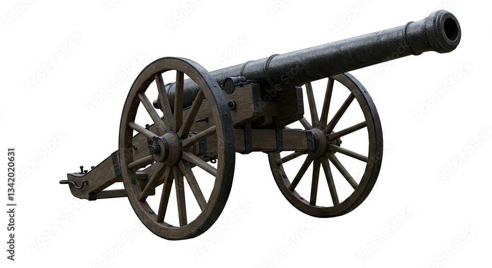 Viewing Old Cannon on Wheels History and Military Theme Concept Viewing Old Cannon on Wheels History and Military Theme Concept