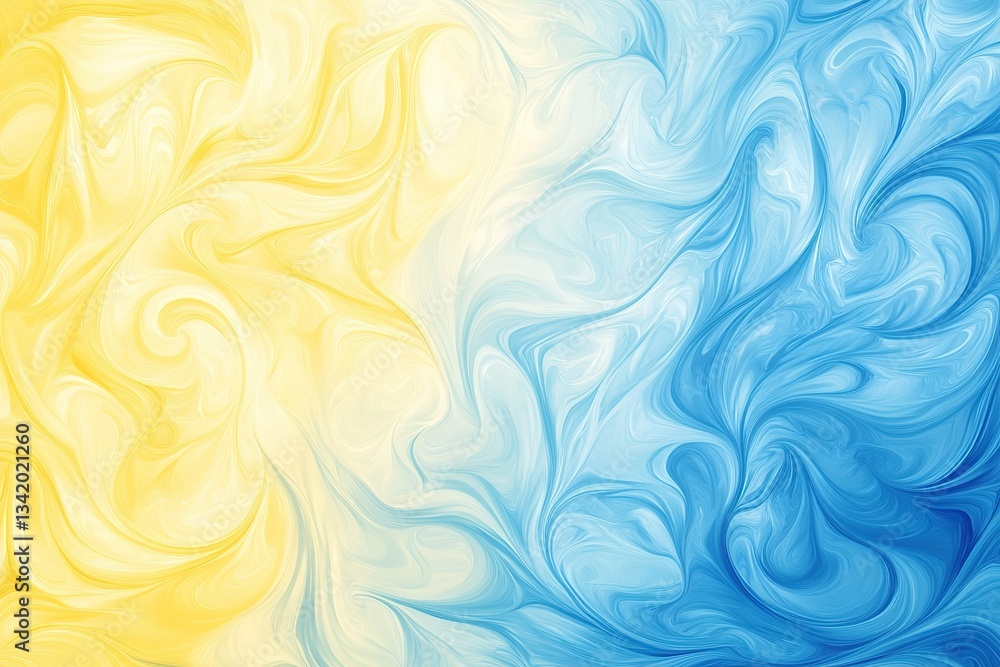Abstract swirling pattern: A fusion of yellow and blue creates a captivating design