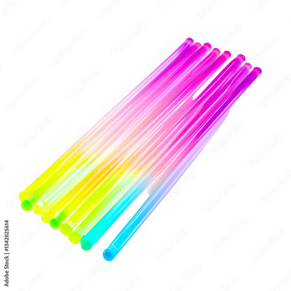 A set of glow sticks for a party, on a transparent background A set of glow sticks for a party, on a transparent background