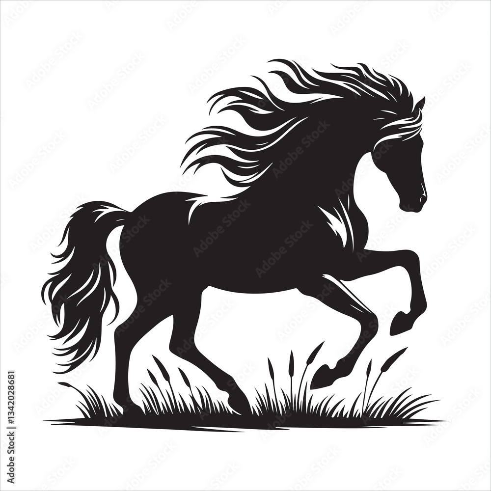 Obraz premium black silhouette of a standing horse