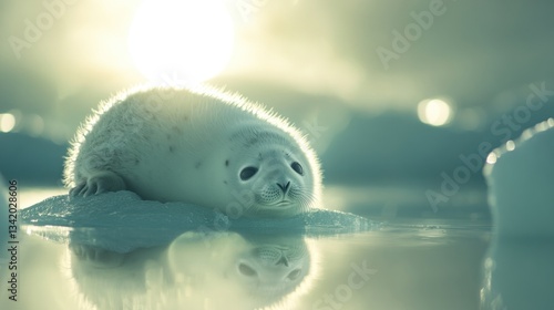 Wallpaper Mural Captivating portrait of a baby harp seal pup basking on Arctic ice floe Torontodigital.ca