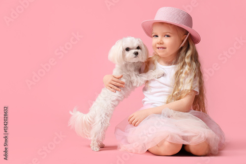 Cute little girl with Malte...
