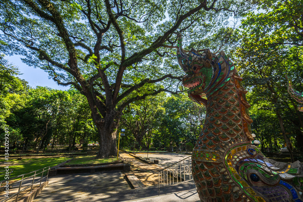 Wat Chet Yot or Wat Photharam Maha Wihan, seven pagoda temple It is a major tourist attraction in Chiang Mai, Thailand.with evening,Temple in Chiang Mai.