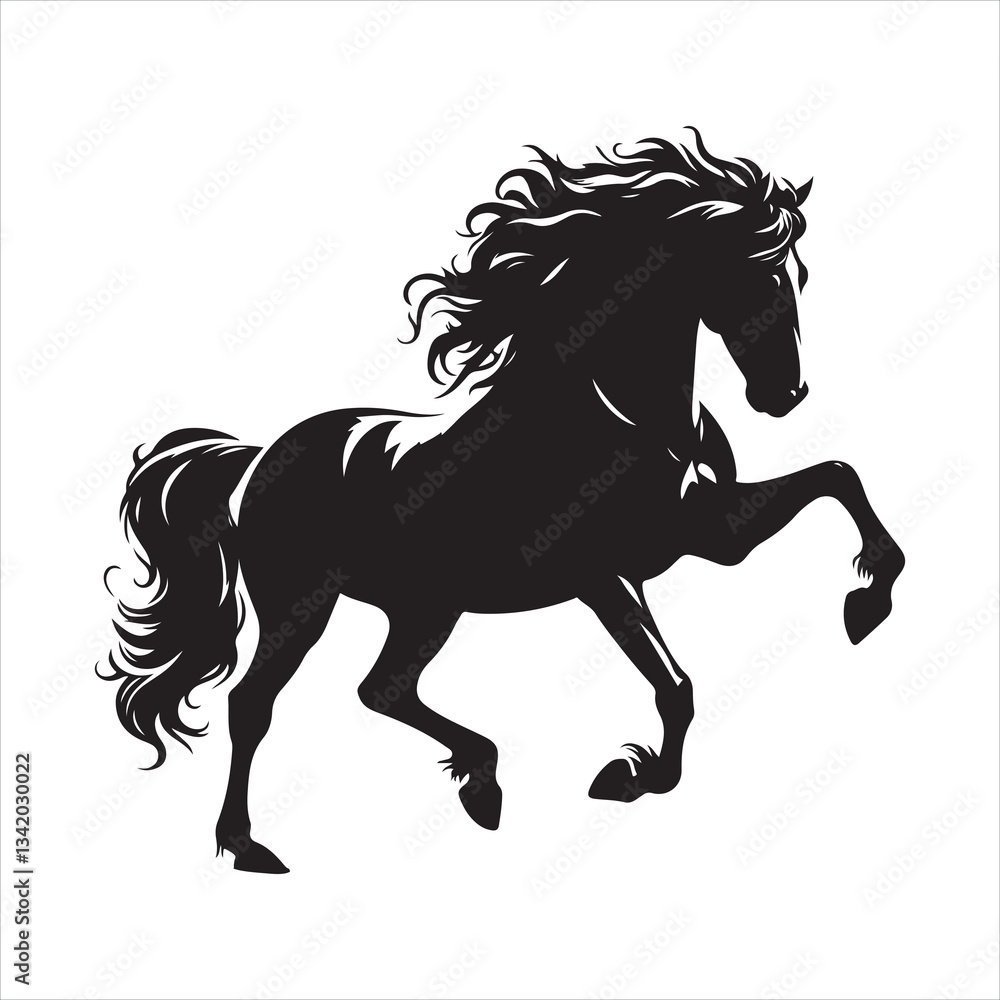 black silhouette of a standing horse black silhouette of a standing horse