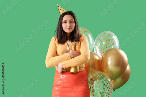 Young woman with hangover a...