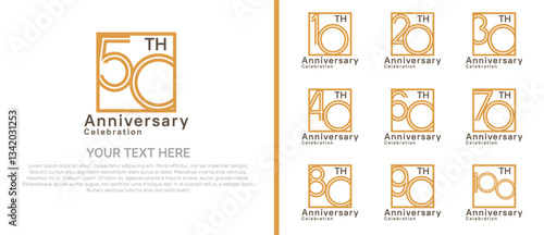 logo anniversary set. brown color with square on white background for special event