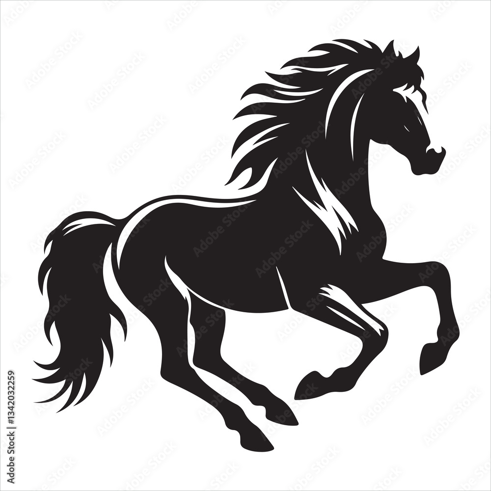 black silhouette of a standing horse black silhouette of a standing horse