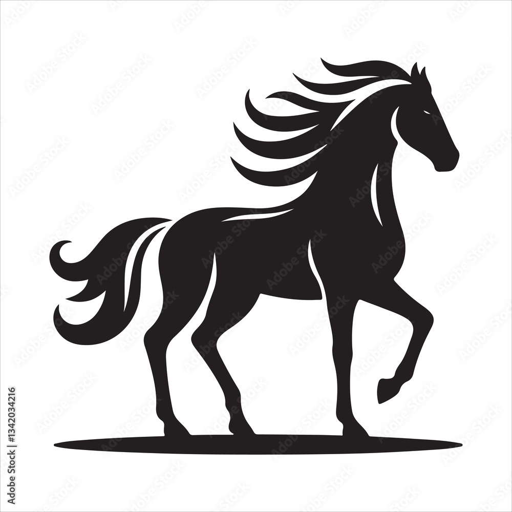 Fototapeta premium black silhouette of a standing horse