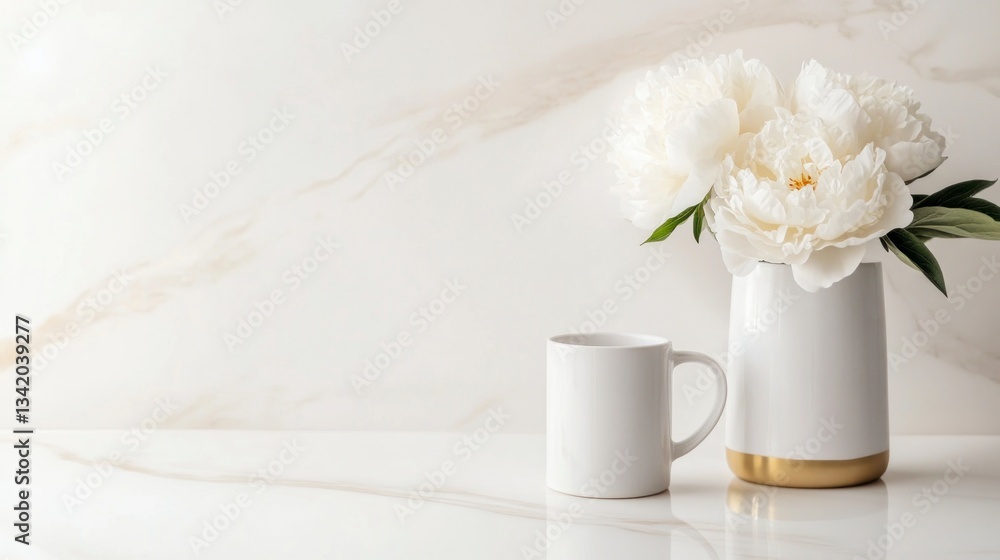 Fototapeta premium Minimal home interior,bright kitchen with wooden wall and counter.