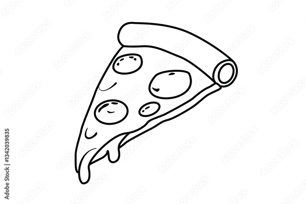 simple outline vector graphic of a pizza slice, perfect for coloring pages or minimalist designs. isolated on a white background. eps10 simple outline vector graphic of a pizza slice, perfect for coloring pages or minimalist designs. isolated on a white background. eps10
