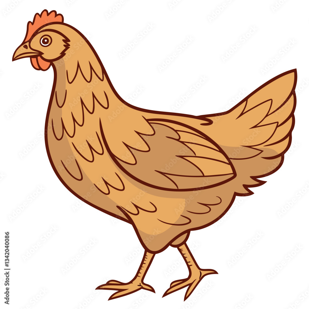 Full body brown chicken standing isolated. Full body brown chicken standing isolated.
