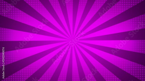 Radiating purple background with sunburst pattern and halftone dot overlay in the corners area