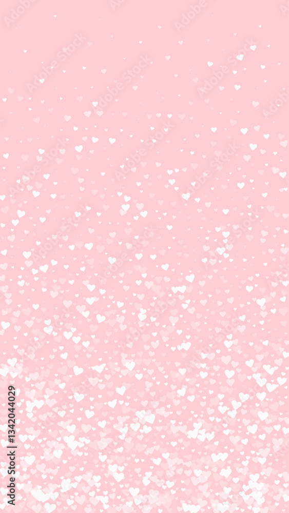 Valentine hearts, flying, falling down, floating. White hearts scattered on pink background. Lovable valentine hearts vector illustration. Valentine hearts, flying, falling down, floating. White hearts scattered on pink background. Lovable valentine hearts vector illustration.