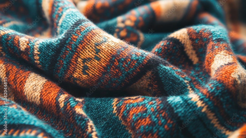 Colorful Textile Fabric with Intricate Pattern and Soft Texture Colorful Textile Fabric with Intricate Pattern and Soft Texture