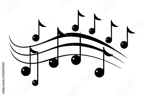 Minimalist Black and White Music Notes on Staffs, Musical Notation Design for Backgrounds and Creative Projects