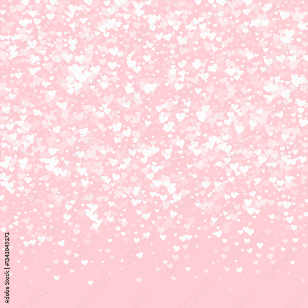 Sprinkled hearts valentine template. White hearts scattered on pink background. Festive sprinkled hearts vector illustration. Sprinkled hearts valentine template. White hearts scattered on pink background. Festive sprinkled hearts vector illustration.
