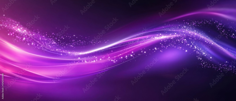 Obraz premium Abstract purple light streaks with sparkling particles on dark background Concept of energy, futuristic technology, and cosmic space