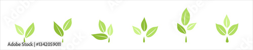 Green leaf logo, Eco symbols with green spring leaves, Simple flat style illustration collection, Ecology elements for eco friendly and bio logo, vegan concept
