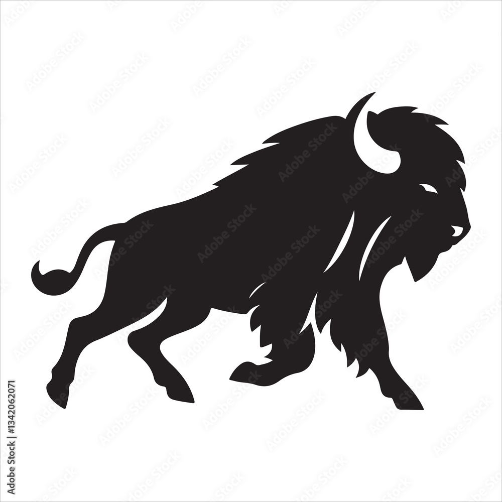 Obraz premium Buffalo silhouette vector on a white background