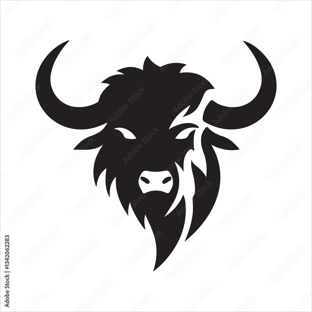 Obraz premium Buffalo silhouette vector on a white background