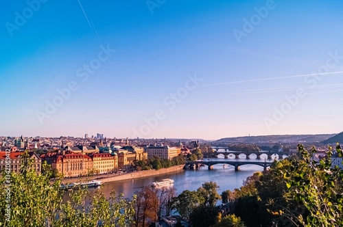 Czech Republic over river Vltava with Bridges