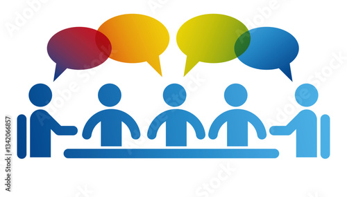 riunione, assemblea, gruppo, icone, persone, gruppo, team