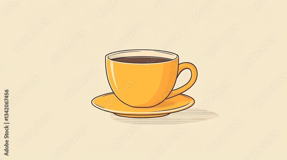 Coffee cup illustration crafted charming imperfections and pastel colors offering a cozy humanlike touch to the design Coffee cup illustration crafted charming imperfections and pastel colors offering a cozy humanlike touch to the design