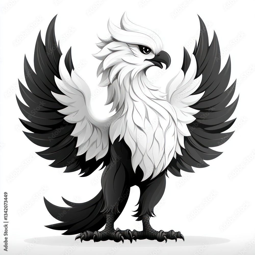 Fototapeta premium Majestic Griffin Emblem Against White Background