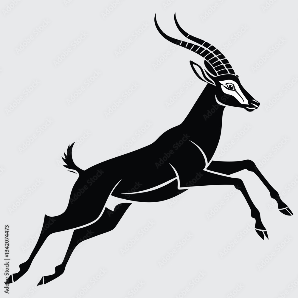 Fototapeta premium A gazelle sprinting away from danger image silhouette design vector art and illustration