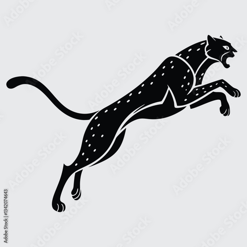 A cheetah lunging mid-chase. image silhouette design vector art and illustration