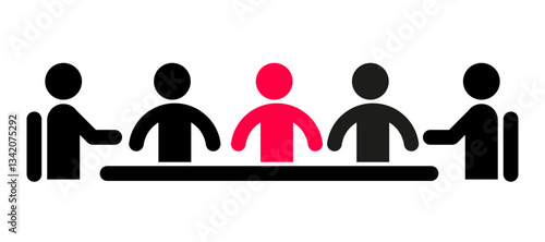 riunione, assemblea, gruppo, icone, persone, gruppo, team, leader, capo, direttore