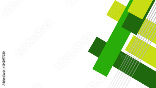 Abstract green and yellow vector geometric background with gradient rectangles and silver lines on white background. Amazing background