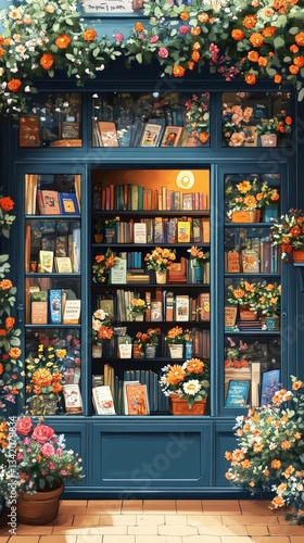 Charming vintage bookshop bursting with color and character invites readers to explore its delightful collection
