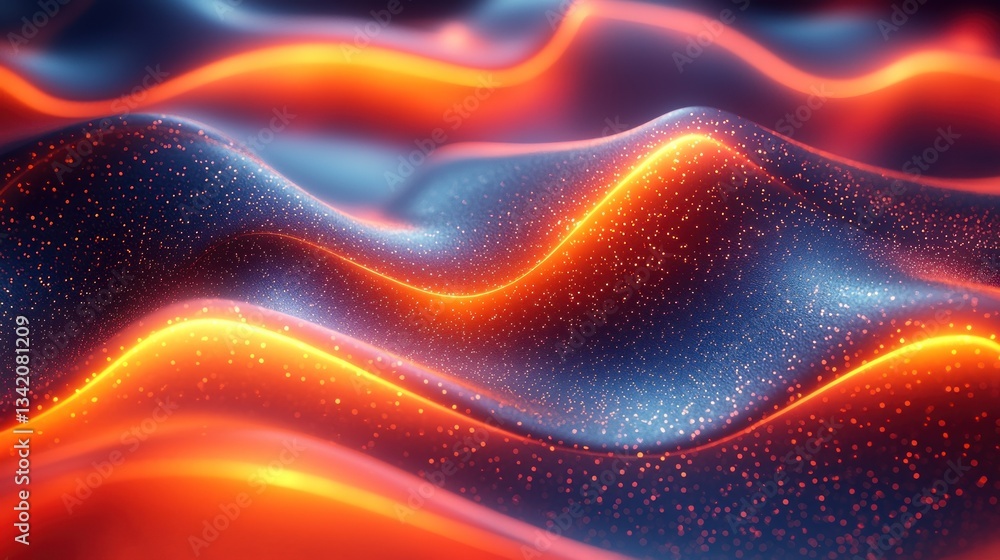 Fototapeta premium Abstract digital image showcasing glowing waves with speckled textures throughout