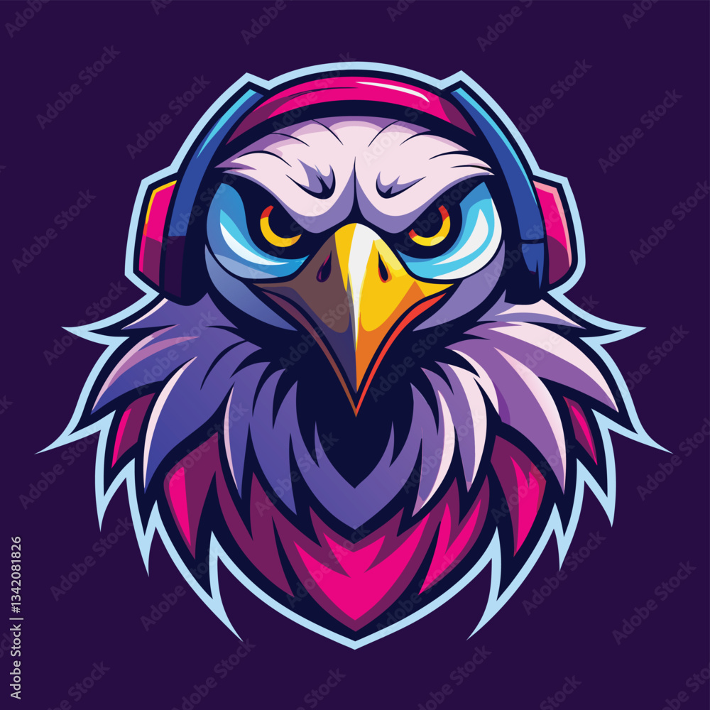 Fototapeta premium create-a-fierce-eagle-wearing-headphones-in-a-bold