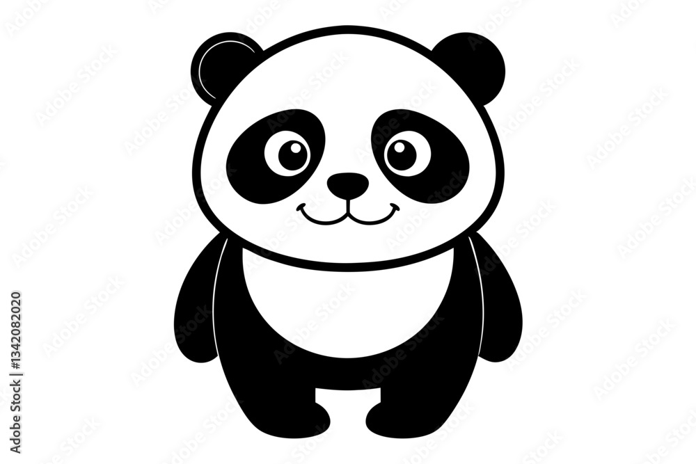 Fototapeta premium a cute panda line art silhouette vector illustration