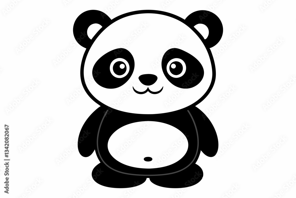 Fototapeta premium a cute panda line art silhouette vector illustration