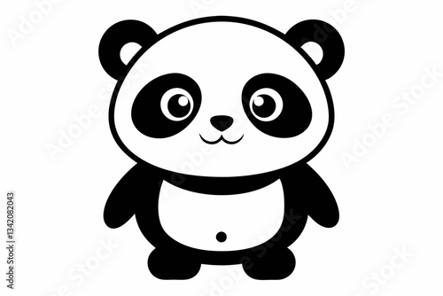a cute panda line art silhouette vector illustration