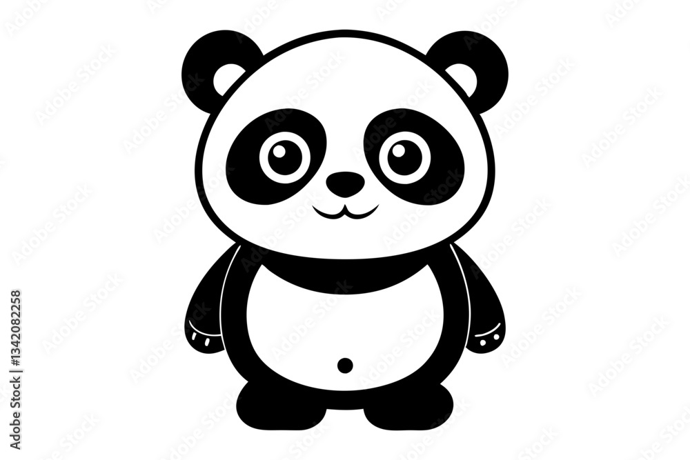 Naklejka premium a cute panda line art silhouette vector illustration