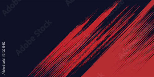 Red halftone dots blue color pattern gradient grunge texture background. Dot pop art comic sport style  sport background