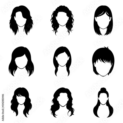 Set of women's Hairstyle vector