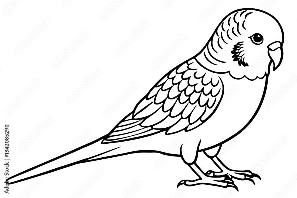 Fototapeta premium budgerigar line art silhouette vector illustration